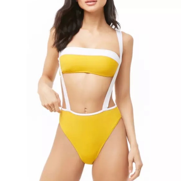 🍋high-waisted bikini bottom with straps suspenders - Picture 3 of 6